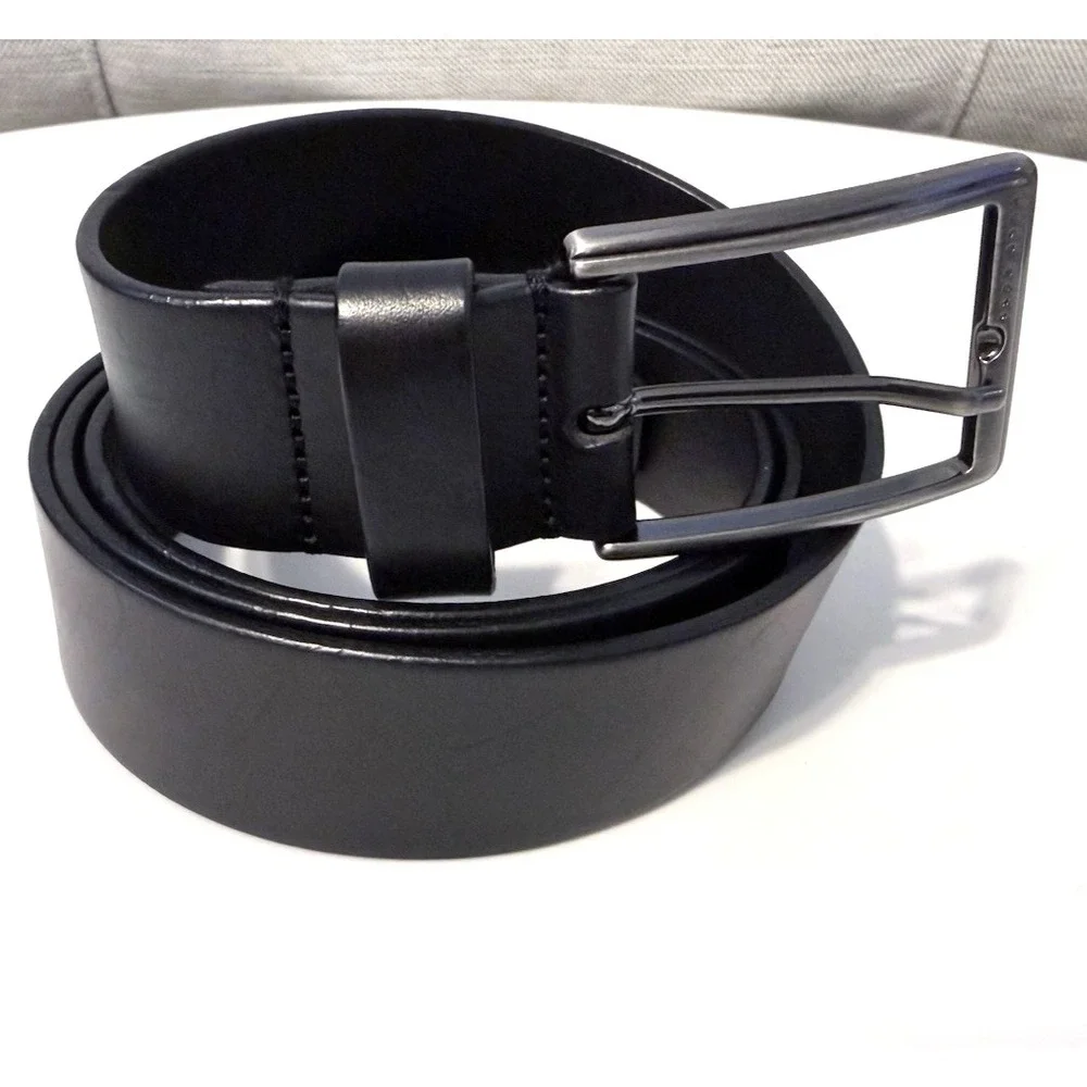 Hugo Boss Mens Leather Belt Black Size 105-40 Fits 38